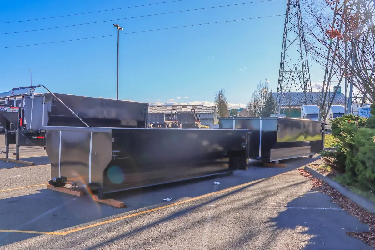 Roll-off dumpster ready for waste disposal at job site for 8 Yard Dumpster Rental in Baytown